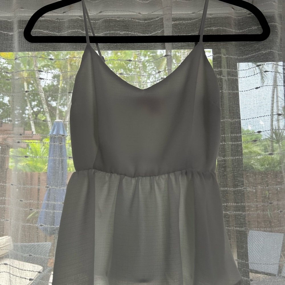 Monteau Silver Sleeveless Peplum Camisole